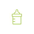 Green icon of a baby bottle
